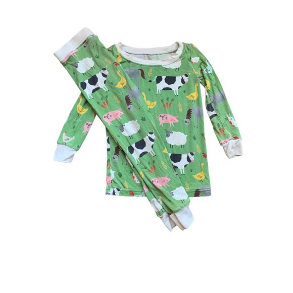 Little Sleepies Green Farm Animals Pajamas - Picture 1 of 10